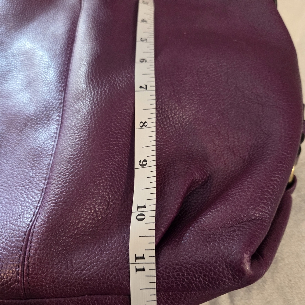 Coach Leather Hobo Shoulder Bag in Deep Plum - Picture 3 of 16